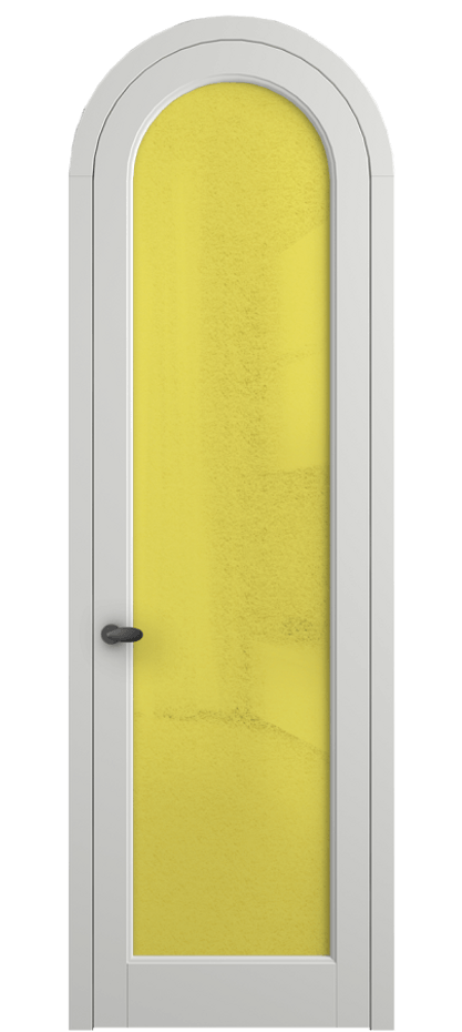 Межкомнатная дверь Палаццо 6814 Матовый светло-серый Фактурное жёлтое стекло "Лёд", триплекс Цена 26625340 so'm | Volhovec