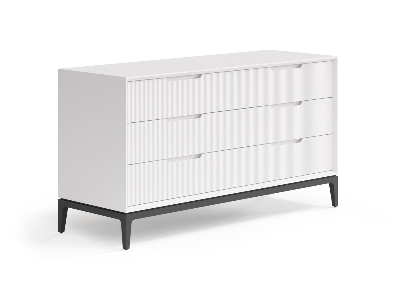 Комод Velvet 6 ящиков Матовый пудровый белый