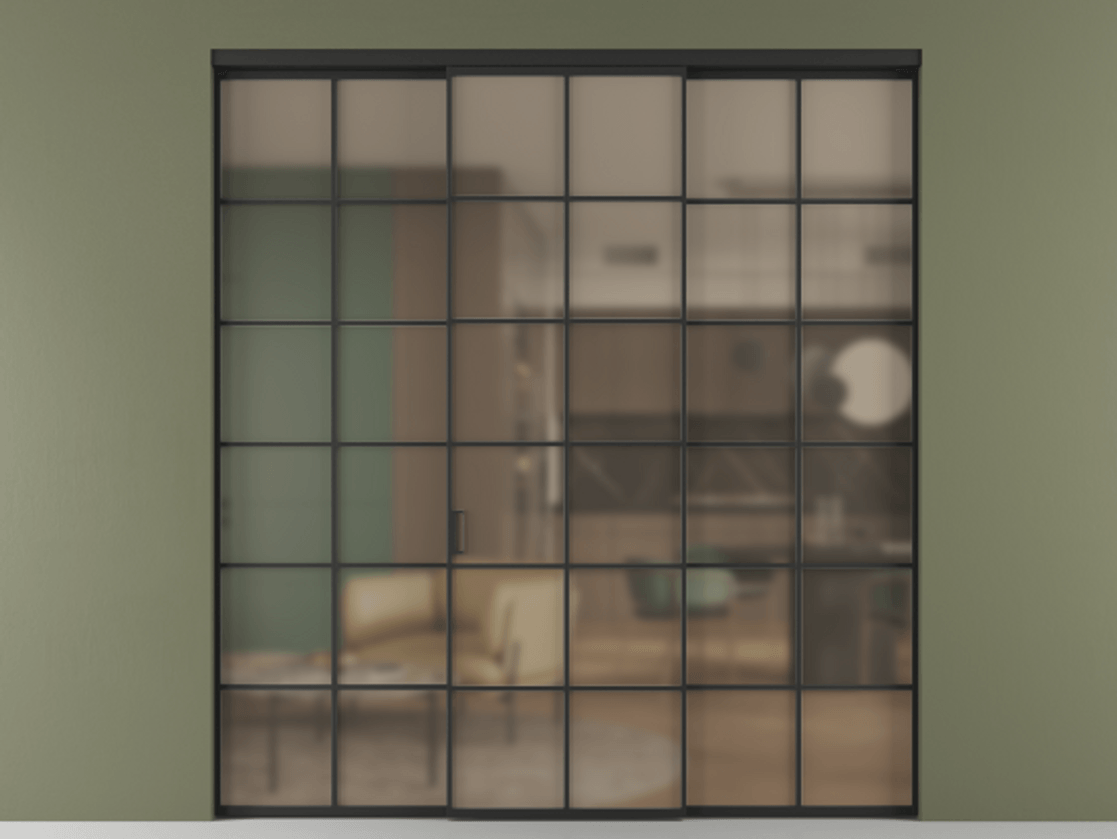 Перегородка Формато внутри проёма 3 створки АЛПР 040.05 Алюминий Черный Сатинированное бронзовое стекло, триплекс. Скрытый короб ЧЕР Цена 49658880 so'm 1. Полотно 3 шт. (800/2100 мм)
2. Комплект установки раздвижной системы
3. Базовый комплект фурнитуры
4.Ручка Рондо. Фабрика дверей Волховец 8 (800) 551 43 19 Перегородка Формато внутри проёма 3 створки АЛПР 040.05 Алюминий Черный Сатинированное бронзовое стекло, триплекс Цена 49658880 so'm | Volhovec