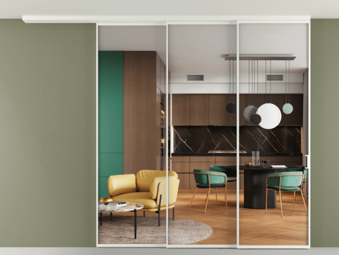 Перегородка Формато вдоль стены на потолок 3 створки с синхронным механизмом АЛПР 040.01 Алюминий светло-серый Прозрачное стекло "Кристал Вижн", калёное. Цена 81465520 so'm 1. Полотно 2 шт. (800/2100 мм)
2. Комплект установки раздвижной системы
3. Базовый комплект фурнитуры
4.Ручка Рондо. Фабрика дверей Волховец 8 (800) 551 43 19 Перегородка Формато вдоль стены на потолок 3 створки с синхронным механизмом АЛПР 040.01 Алюминий светло-серый Прозрачное стекло "Кристал Вижн", калёное Цена 81465520 so'm | Volhovec