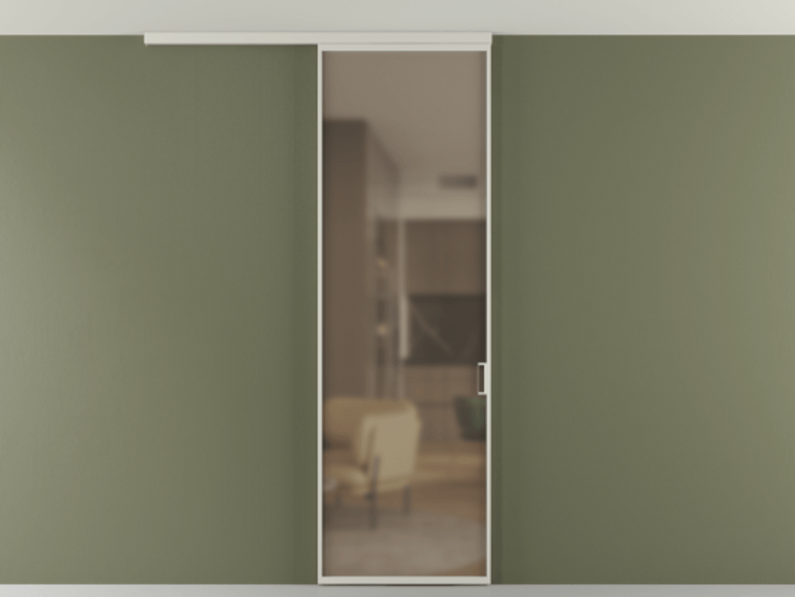 Перегородка Формато вдоль стены на потолок 1 створка АЛПР 040.01 Алюминий тёплый серый Сатинированное бронзовое стекло, триплекс Цена 18757810 so'm | Volhovec