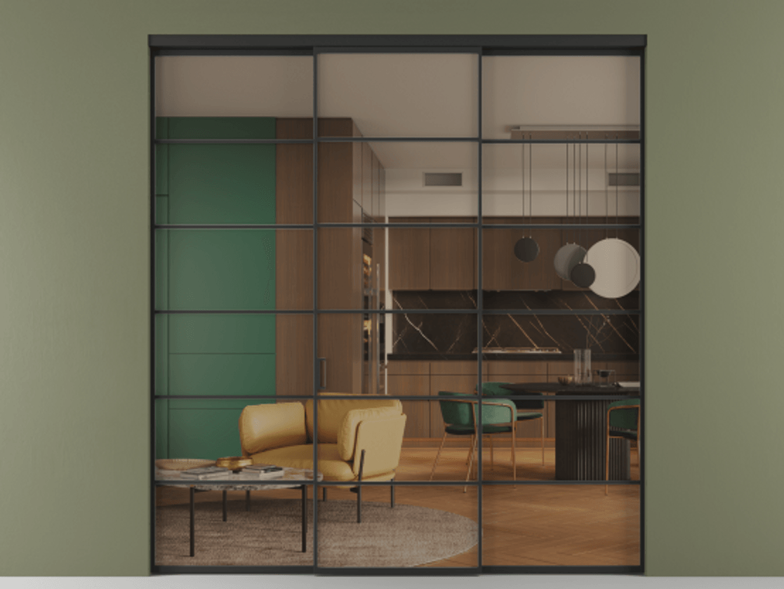 Перегородка Формато внутри проёма 3 створки АЛПР 040.04 Алюминий Черный Прозрачное бронзовое стекло, триплекс. Скрытый короб ЧЕР Цена 49658880 so'm 1. Полотно 3 шт. (800/2100 мм)
2. Комплект установки раздвижной системы
3. Базовый комплект фурнитуры
4.Ручка Рондо. Фабрика дверей Волховец 8 (800) 551 43 19 Перегородка Формато внутри проёма 3 створки АЛПР 040.04 Алюминий Черный Прозрачное бронзовое стекло, триплекс Цена 49658880 so'm | Volhovec