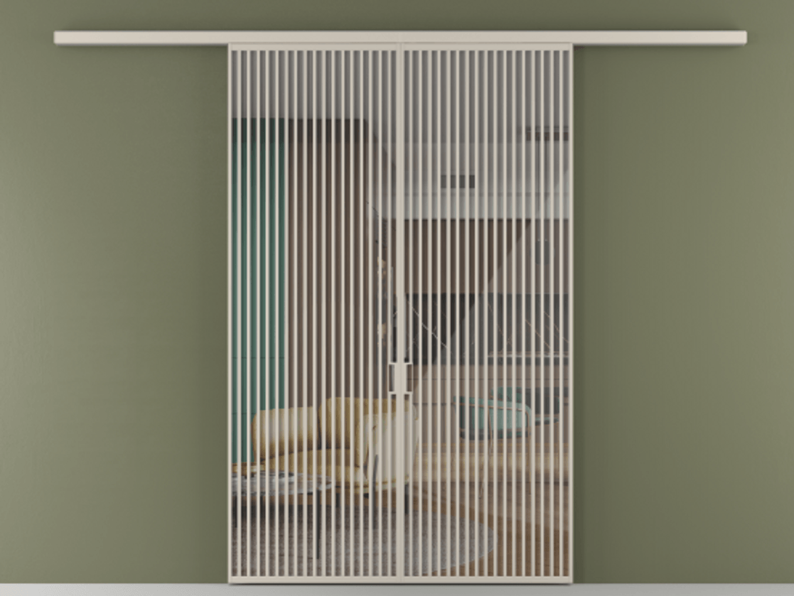 Перегородка Формато вдоль стены 2 створки АЛПР 040.06 Алюминий светло-бежевый Рефлективное прозрачное стекло "Стопсол", калёное Цена 90335000 so'm | Volhovec