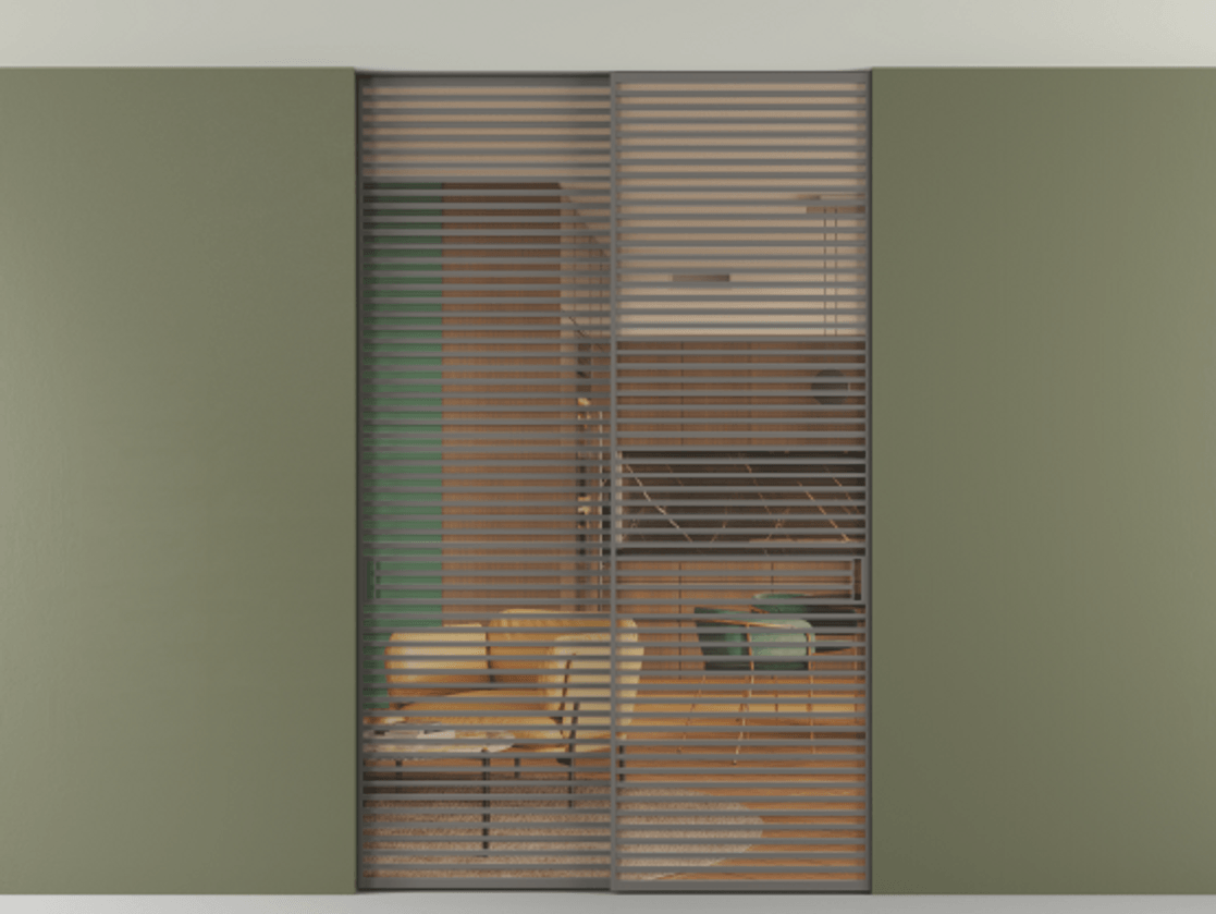 Перегородка Формато внутри проёма скрытое крепление в потолок 2 створки АЛПР 040.07 Алюминий классический серый Прозрачное оранжевое стекло, триплекс Цена 83212750 so'm | Volhovec