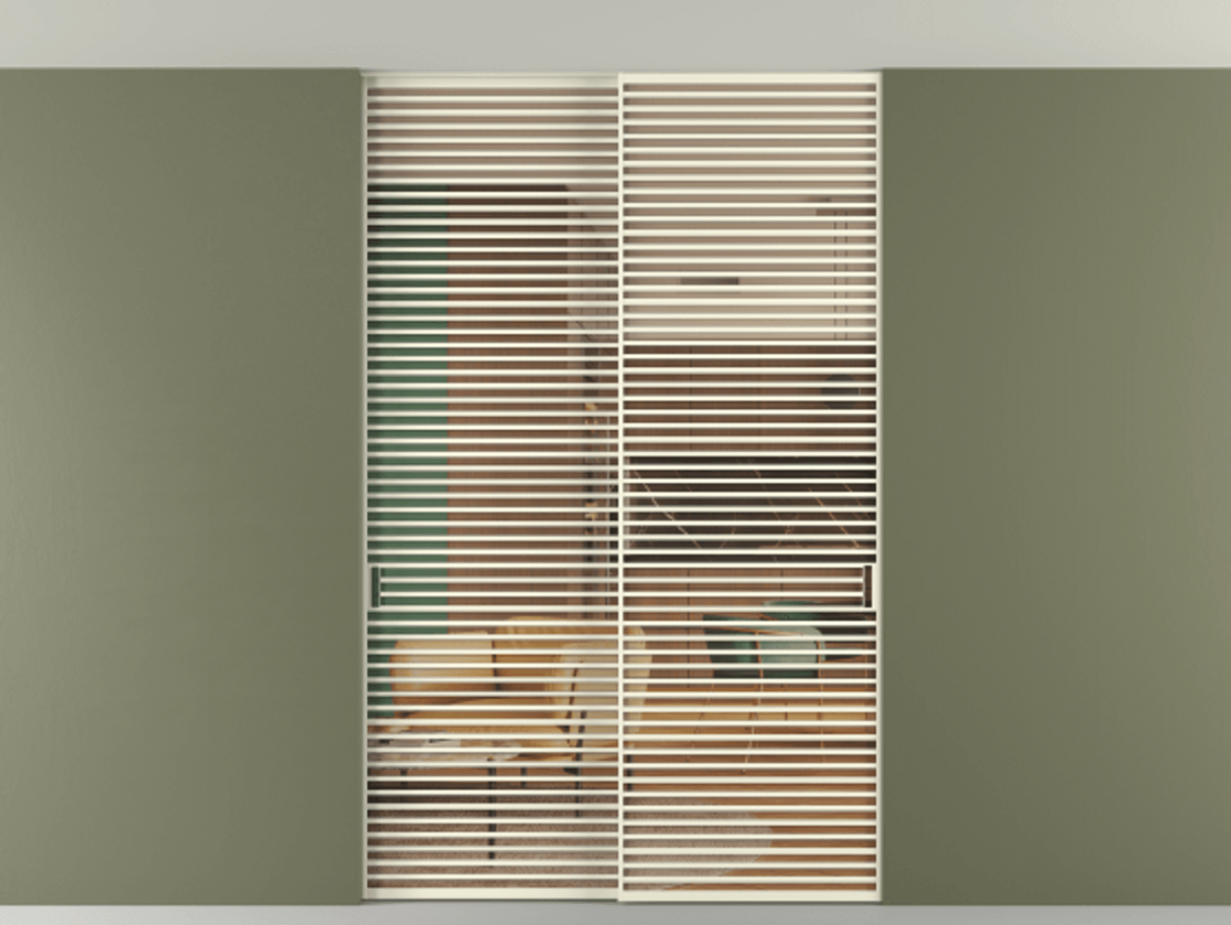 Перегородка Формато внутри проёма скрытое крепление в потолок 2 створки АЛПР 040.07 Алюминий молочно-белый Прозрачное оранжевое стекло, триплекс Цена 83212750 so'm | Volhovec