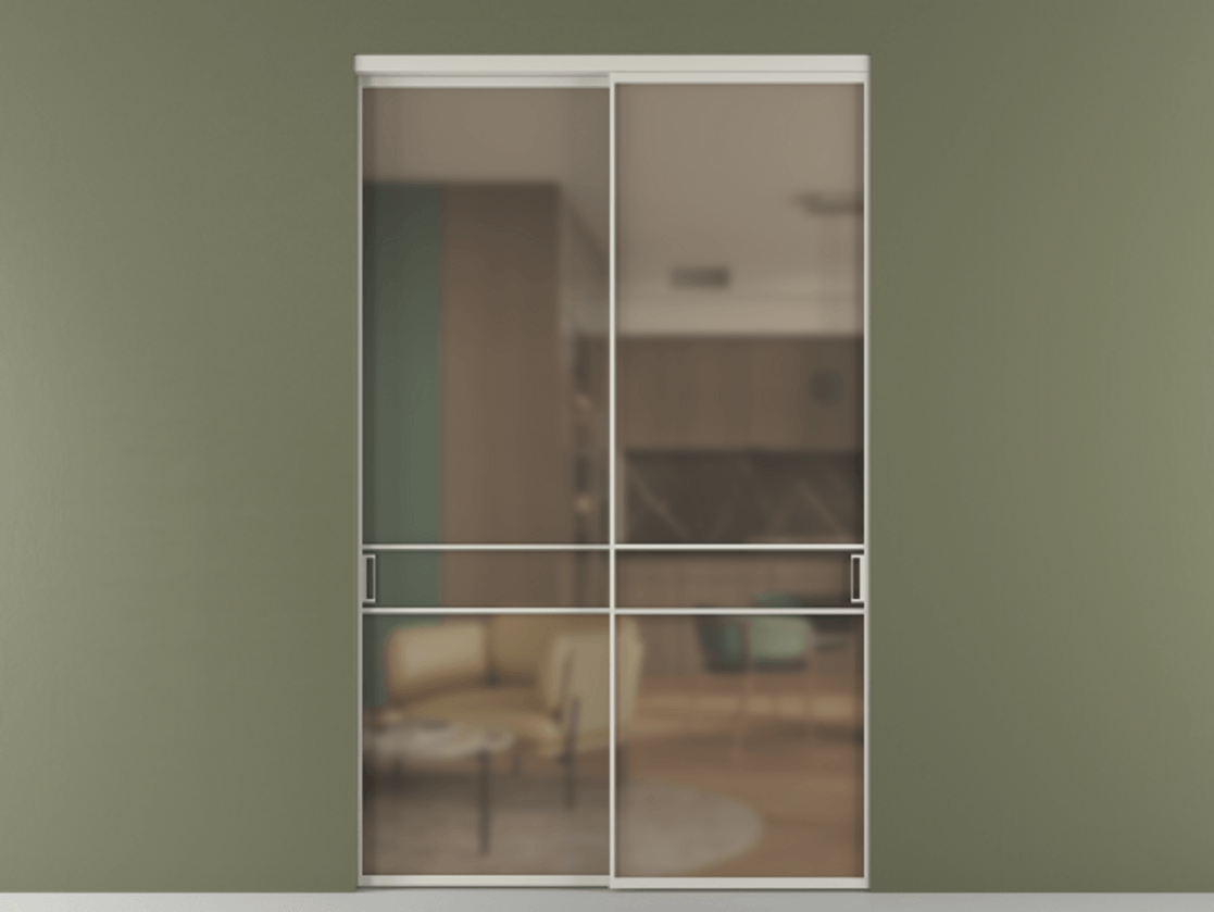 Перегородка Формато внутри проёма 2 створки АЛПР 040.02 Алюминий тёплый серый Сатинированное бронзовое стекло, триплекс Цена 86224250 so'm  | Volhovec