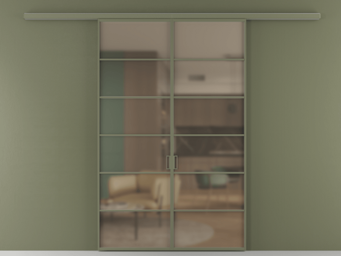 Перегородка Formato вдоль стены 2 створки АЛПР 040.04 Алюминий оливковый тёмный Сатинированное бронзовое стекло, триплекс Цена 50465800 so'm | Volhovec