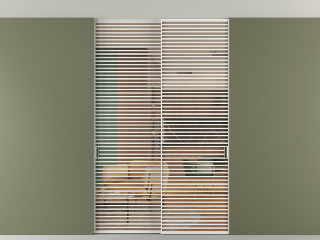 Перегородка Формато внутри проёма скрытое крепление в потолок 2 створки АЛПР 040.07 Алюминий белоснежный Прозрачное оранжевое стекло, триплекс Цена 83212750 so'm | Volhovec