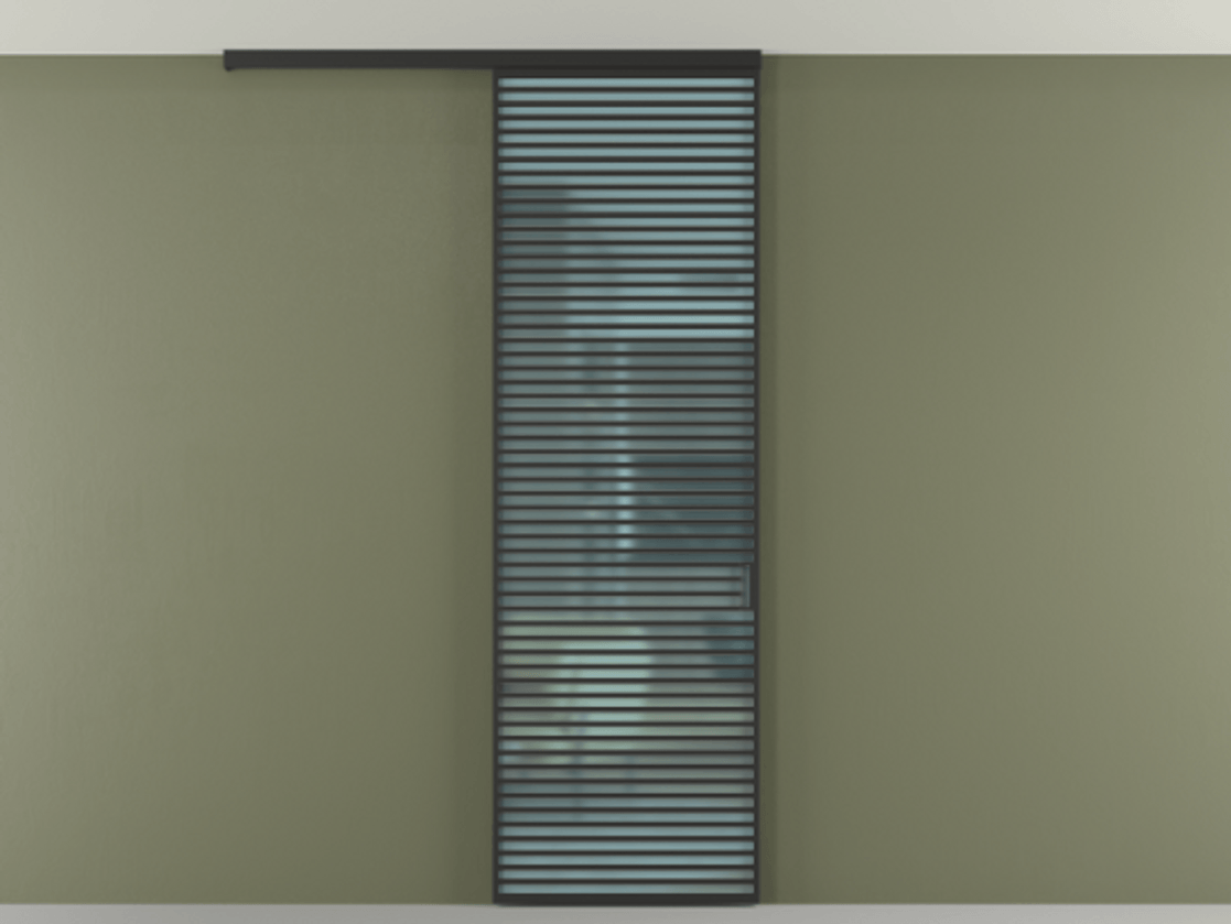 Перегородка Formato вдоль стены на потолок 1 створка АЛПР 040.07 Алюминий Черный Сатинированное голубое стекло, триплекс Цена 36382530 so'm | Volhovec