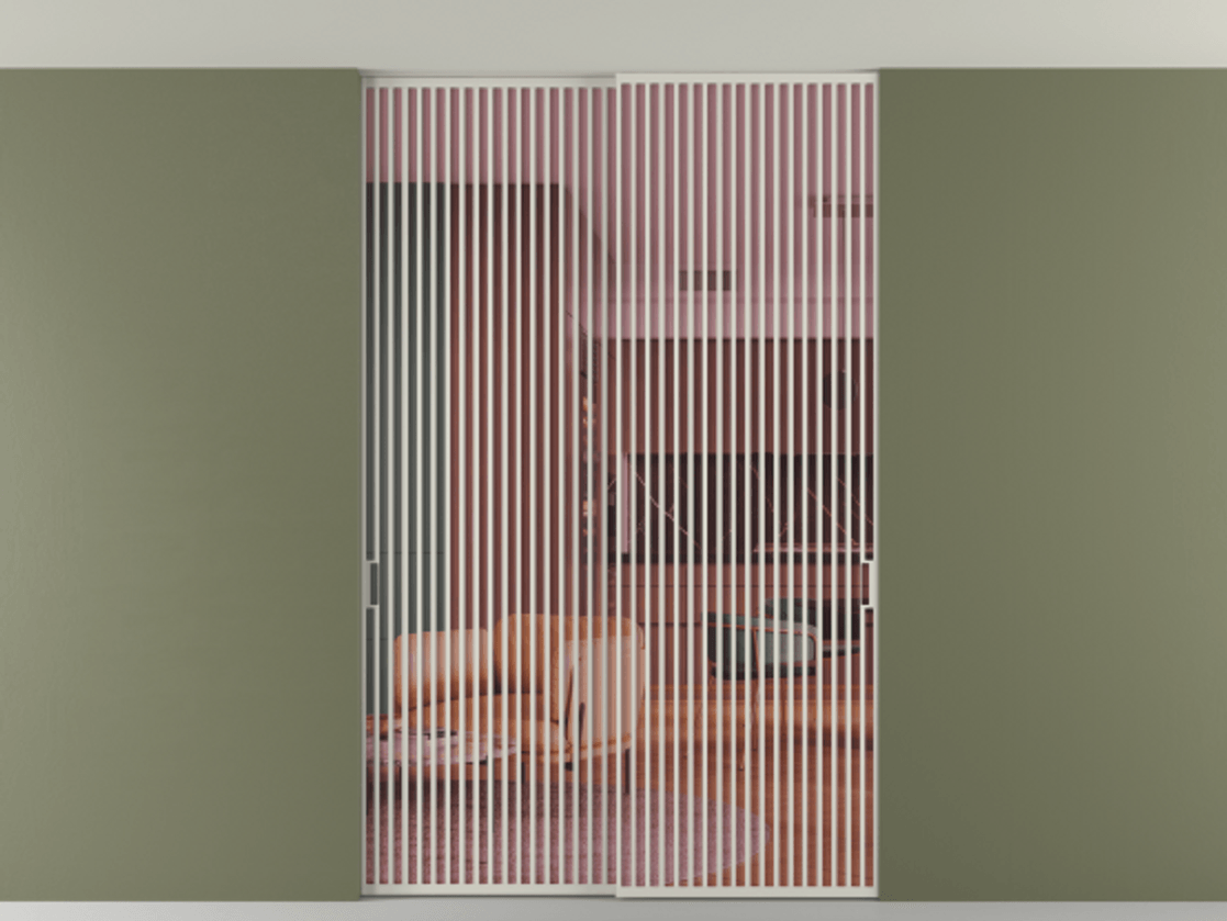 Перегородка Формато внутри проёма скрытое крепление в потолок 2 створки АЛПР 040.06 Алюминий тёплый серый Прозрачное розовое стекло, триплекс Цена 83212750 so'm | Volhovec