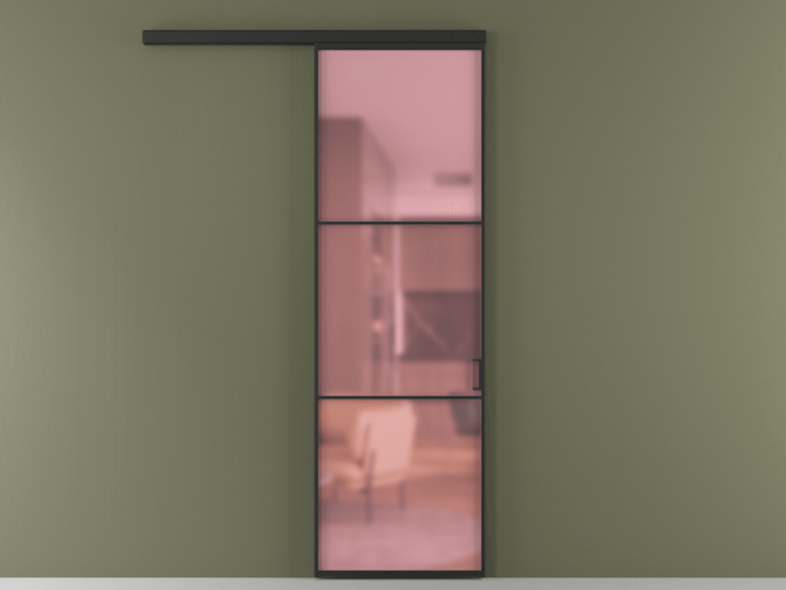 Перегородка Formato вдоль стены 1 створка АЛПР 040.03 Алюминий Черный Сатинированное розовое стекло, триплекс Цена 20685700 so'm  | Volhovec