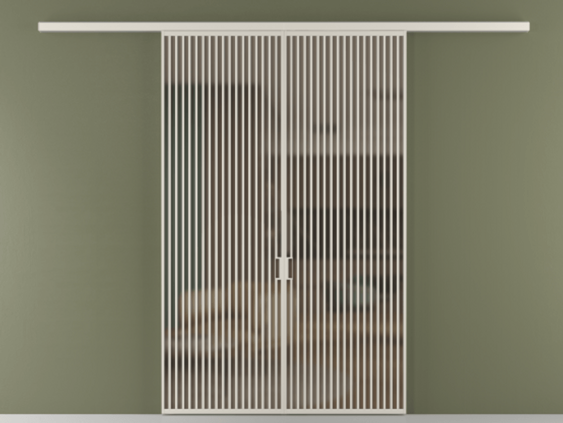 Перегородка Formato вдоль стены 2 створки АЛПР 040.06 Алюминий облачно-серый Сатинированное бронзовое стекло, триплекс Цена 87087000 so'm | Volhovec