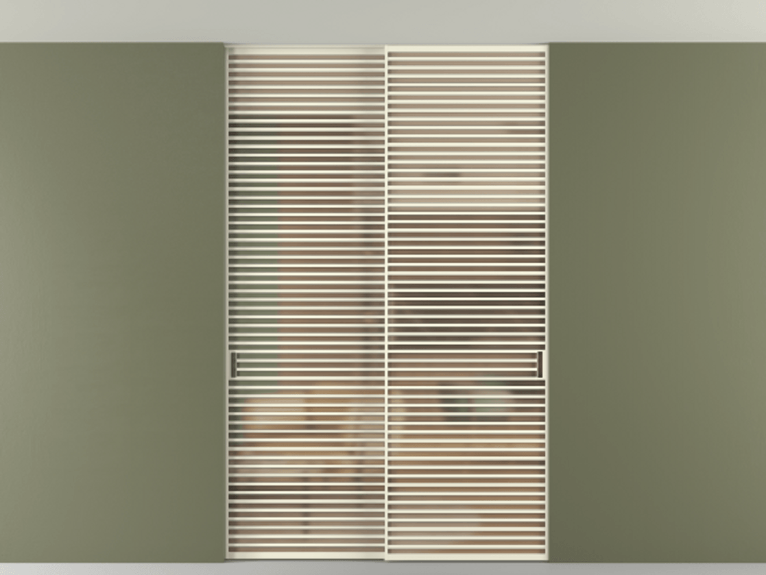 Перегородка Формато внутри проёма скрытое крепление в потолок 2 створки АЛПР 040.07 Алюминий молочно-белый Сатинированное оранжевое стекло, триплекс Цена 83212750 so'm | Volhovec