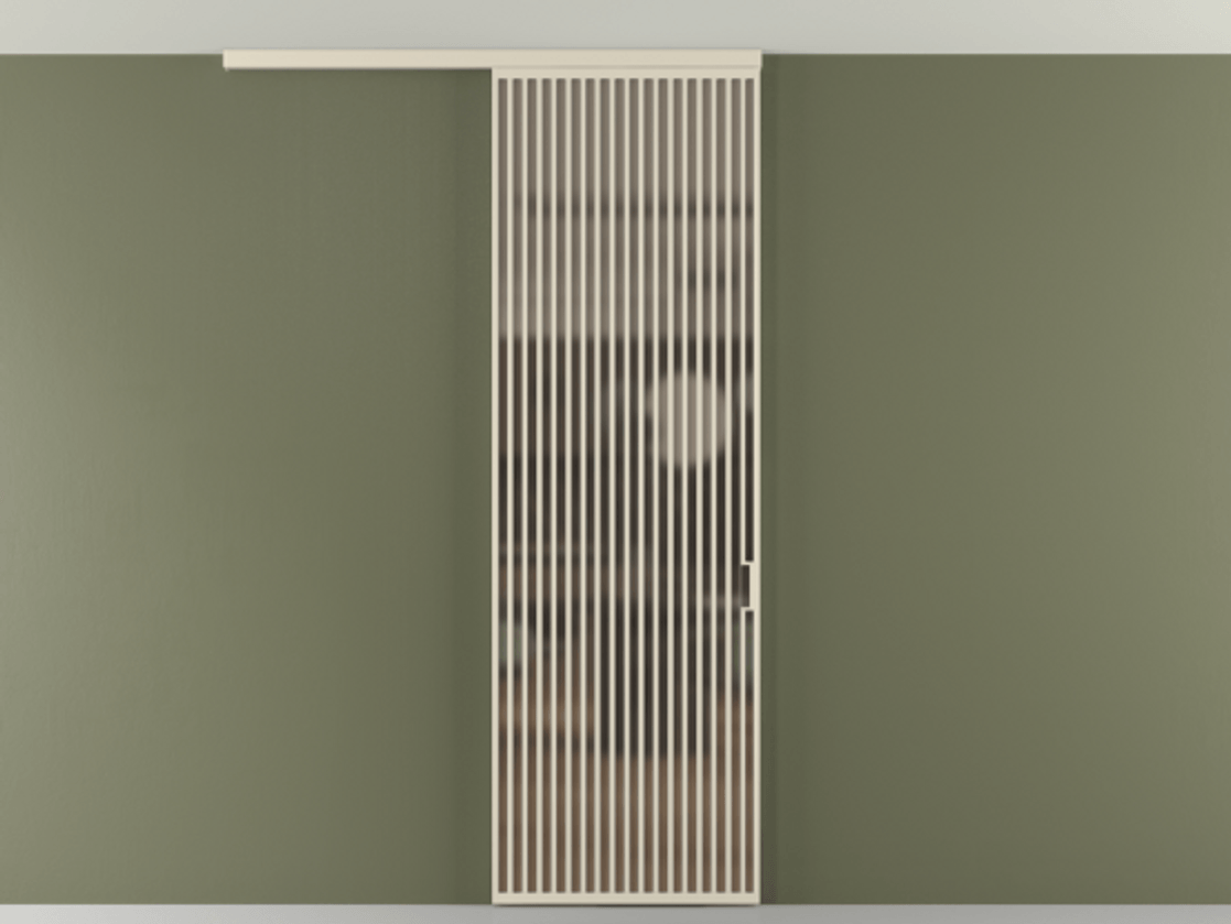 Перегородка Формато вдоль стены на потолок 1 створка АЛПР 040.06 Алюминий бежево-серый Сатинированное бронзовое стекло, триплекс Цена 36074720 so'm | Volhovec