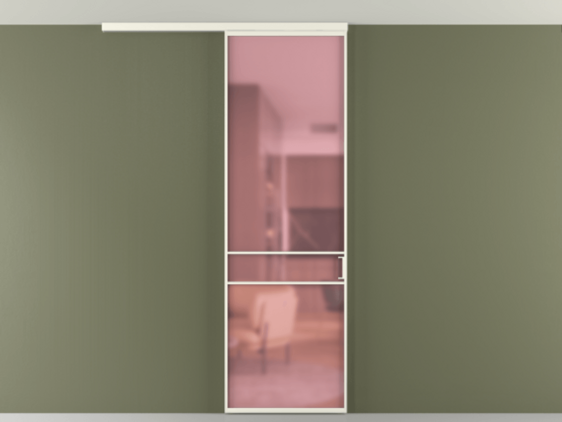 Перегородка Формато вдоль стены на потолок 1 створка АЛПР 040.02 Алюминий жемчужный Сатинированное розовое стекло, триплекс Цена 19662150 so'm | Volhovec