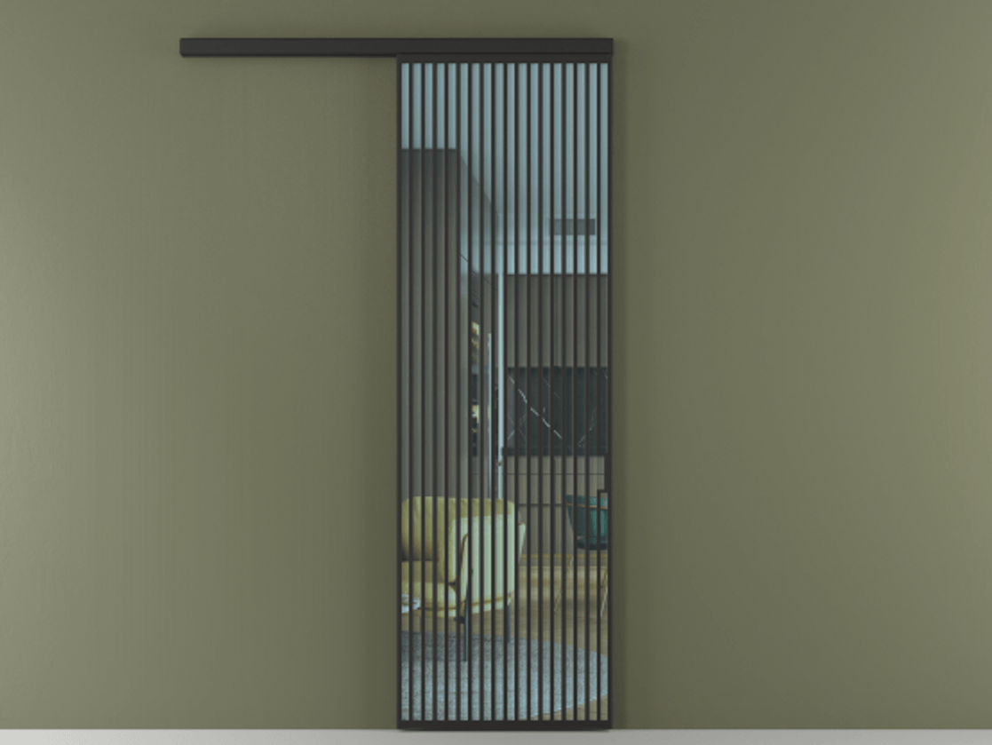 Перегородка Formato вдоль стены 1 створка АЛПР 040.06 Алюминий Черный Прозрачное голубое стекло, триплекс Цена 35837620 so'm  | Volhovec