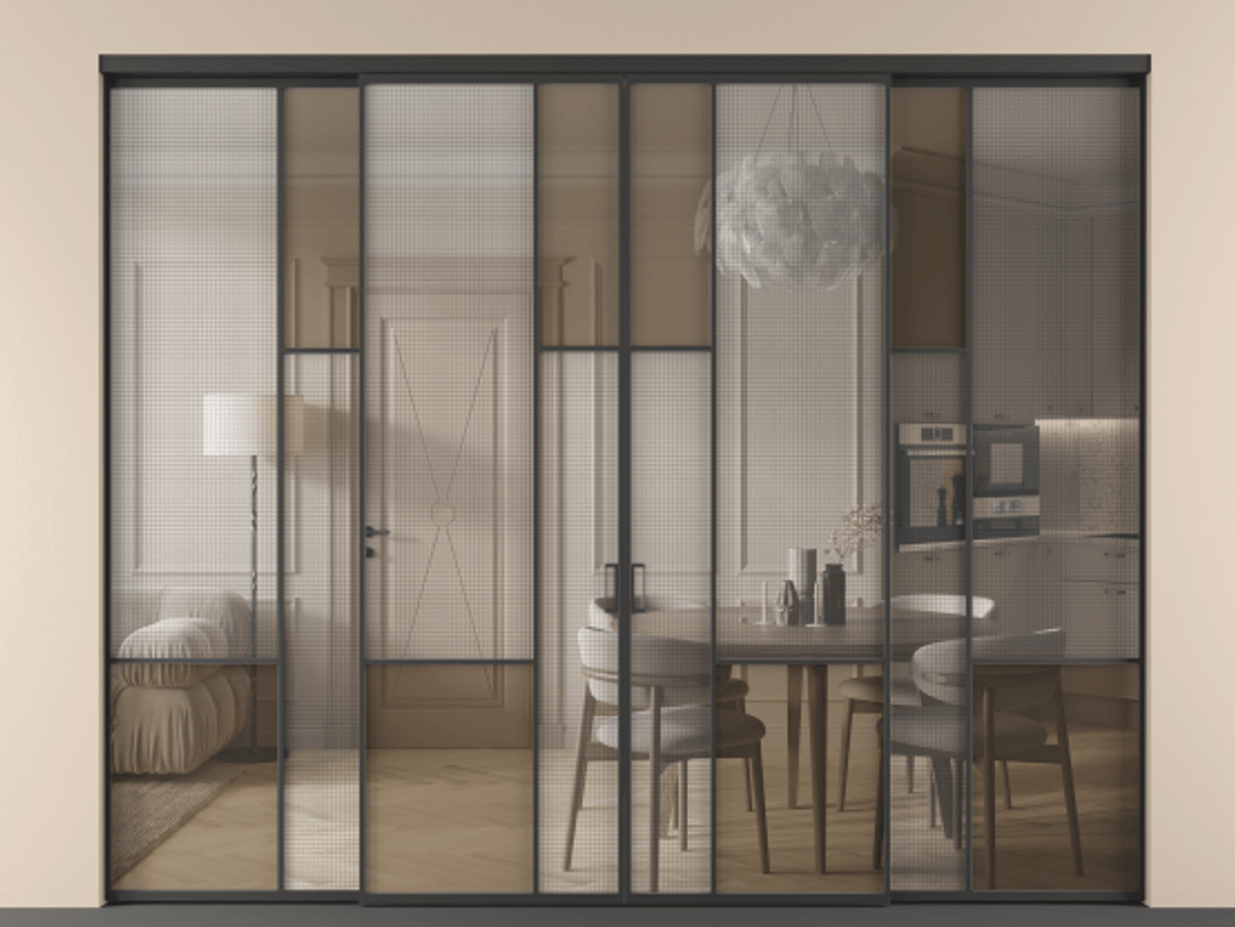 Перегородка Mosaic внутри проема четырёхстворчатая #VENDORCODE# #FURNISH# #GLASS# Цена #PRICE# #CURRENCY# | Volhovec