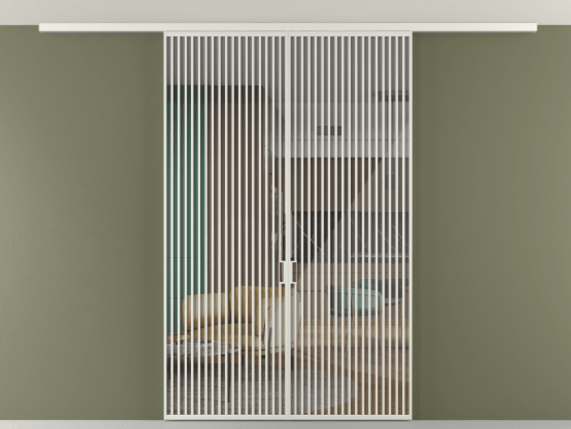 Перегородка Формато вдоль стены на потолок 2 створки АЛПР 040.06 Алюминий серый Рефлективное прозрачное стекло "Стопсол", калёное Цена 77171670 so'm | Volhovec