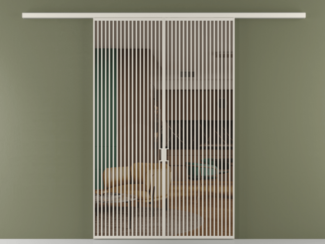 Перегородка Формато вдоль стены 2 створки АЛПР 040.06 Алюминий облачно-серый Прозрачное бронзовое стекло, триплекс Цена 69517350 so'm | Volhovec