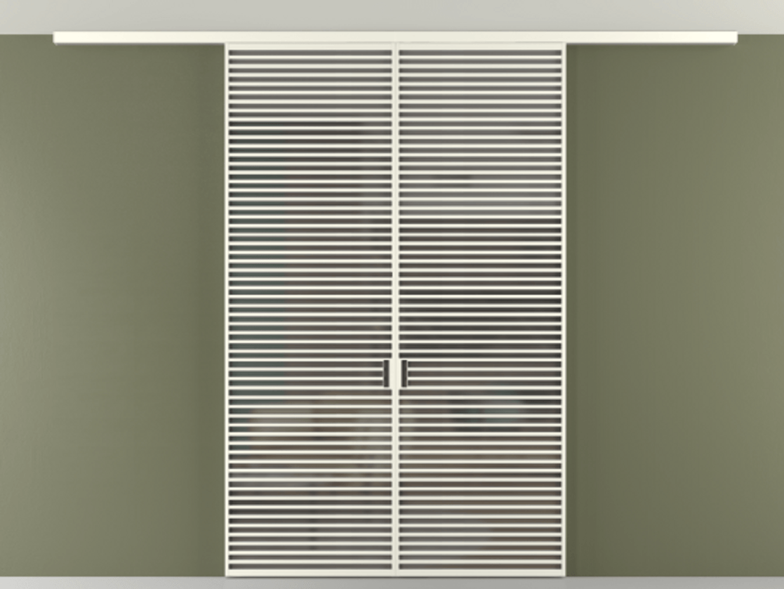 Перегородка Формато вдоль стены на потолок 2 створки АЛПР 040.07 Алюминий жемчужный Сатинированное серое стекло, триплекс Цена 74573270 so'm | Volhovec