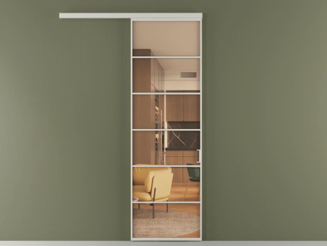 Перегородка Формато вдоль стены 1 створка АЛПР 040.04 Алюминий тёплый серый Прозрачное оранжевое стекло, триплекс Цена 22800960 so'm  | Volhovec