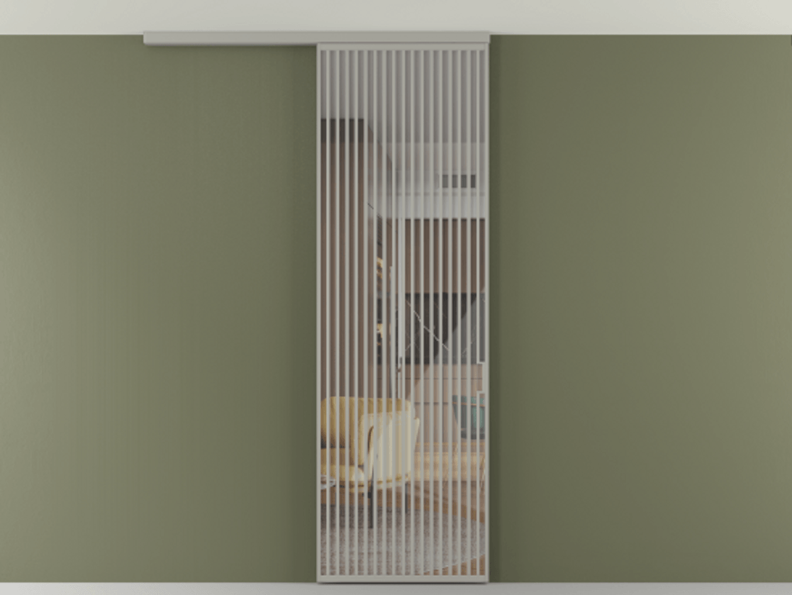 Перегородка Формато вдоль стены на потолок 1 створка АЛПР 040.06 Алюминий нейтральный серый Рефлективное прозрачное стекло "Стопсол", калёное Цена 39306480 so'm | Volhovec