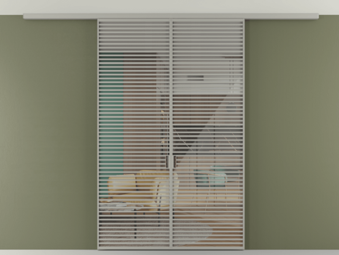 Перегородка Формато вдоль стены на потолок 2 створки АЛПР 040.07 Алюминий нейтральный серый Рефлективное прозрачное стекло "Стопсол", калёное Цена 77171670 so'm | Volhovec