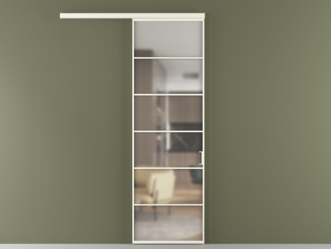 Перегородка Formato вдоль стены 1 створка АЛПР 040.04 Алюминий жемчужный Сатинированное стекло "Matelux Crystal Vision", калёное, матовое, каленое 6 мм Цена 27790700 so'm  | Volhovec