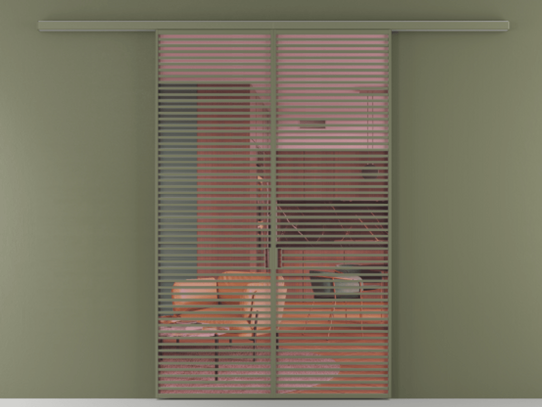 Перегородка Формато вдоль стены 2 створки АЛПР 040.07 Алюминий оливковый тёмный Прозрачное розовое стекло, триплекс Цена 69517350 so'm | Volhovec