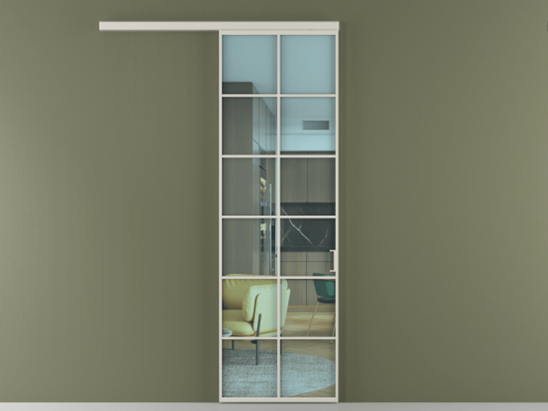 Перегородка Формато вдоль стены 1 створка АЛПР 040.05 Алюминий облачно-серый Прозрачное голубое стекло, триплекс Цена 22800960 so'm  | Volhovec