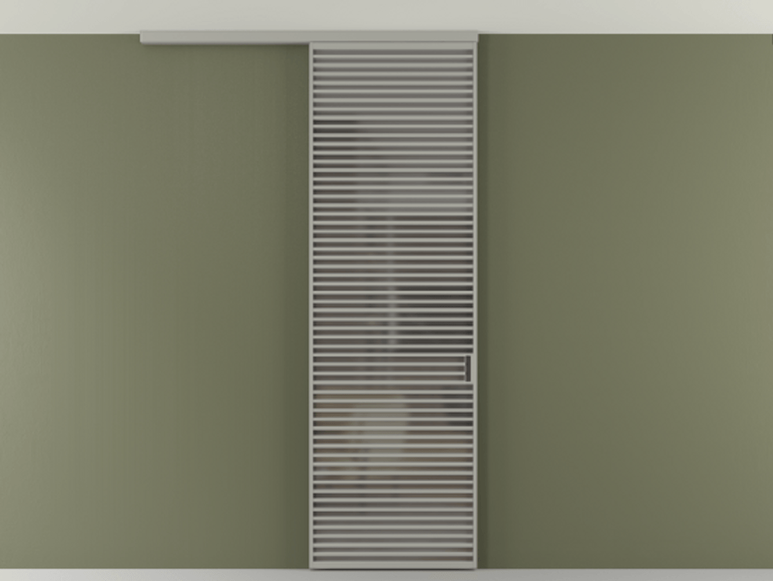 Перегородка Формато вдоль стены на потолок 1 створка АЛПР 040.07 Алюминий нейтральный серый Сатинированное серое стекло, триплекс Цена 38007280 so'm | Volhovec