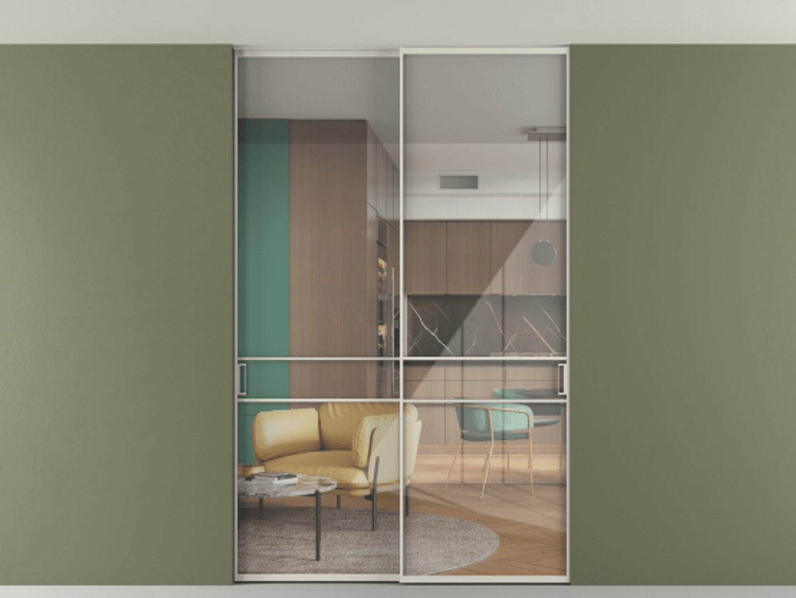 Перегородка Formato внутри проёма скрытое крепление в потолок 2 створки АЛПР 040.02 Алюминий облачно-серый Рефлективное прозрачное стекло "Stopsol", калёное. Цена 62020560 so'm 1. Полотно 2 шт. (800/2100 мм)
2. Комплект установки раздвижной системы
3. Базовый комплект фурнитуры
4. Ручка RONDO. Фабрика дверей Волховец 8 (800) 551 43 19 Перегородка Formato внутри проёма скрытое крепление в потолок 2 створки АЛПР 040.02 Алюминий облачно-серый Рефлективное прозрачное стекло "Stopsol", калёное Цена 62020560 so'm | Volhovec