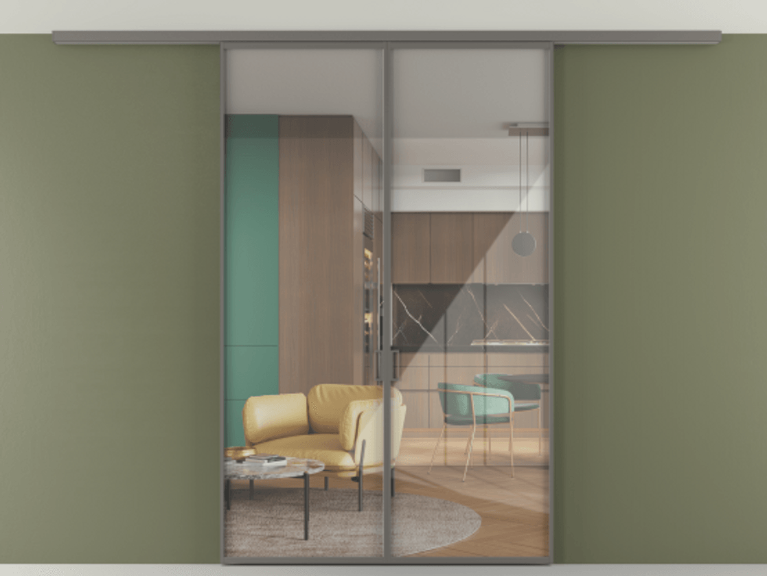 Перегородка Формато вдоль стены на потолок 2 створки АЛПР 040.01 Алюминий классический серый Рефлективное прозрачное стекло "Стопсол", калёное. Цена 40228920 so'm 1. Полотно 2 шт. (800/2100 мм)
2. Комплект установки раздвижной системы
3. Базовый комплект фурнитуры
4.Ручка Рондо. Фабрика дверей Волховец 8 (800) 551 43 19 Перегородка Формато вдоль стены на потолок 2 створки АЛПР 040.01 Алюминий классический серый Рефлективное прозрачное стекло "Стопсол", калёное Цена 40228920 so'm | Volhovec