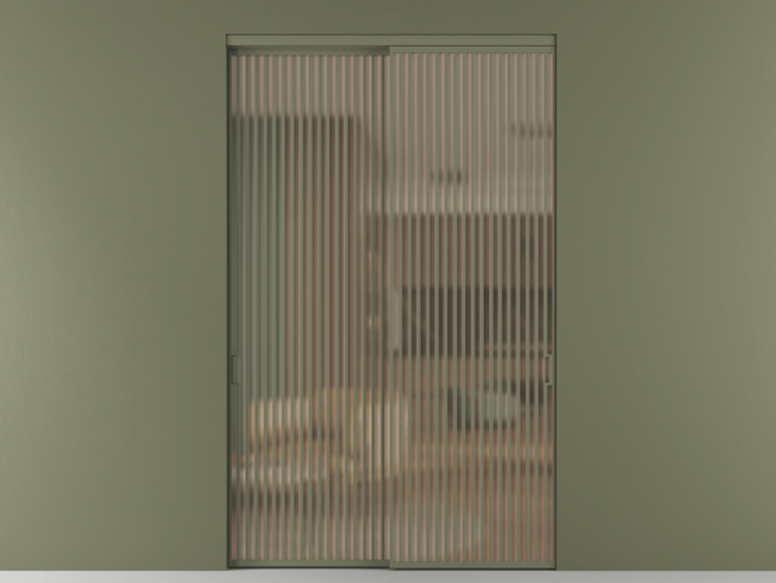 Перегородка Formato внутри проёма 2 створки АЛПР 040.06 Алюминий оливковый тёмный Сатинированное оранжевое стекло, триплекс Цена 119579180 so'm  | Volhovec