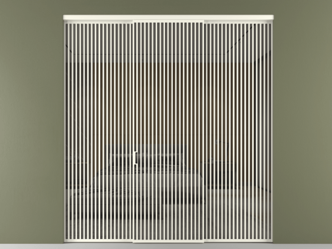 Перегородка Формато внутри проёма 3 створки АЛПР 040.06 Алюминий жемчужный Рефлективное серое стекло "Стопсол", калёное Цена 124154800 so'm | Volhovec