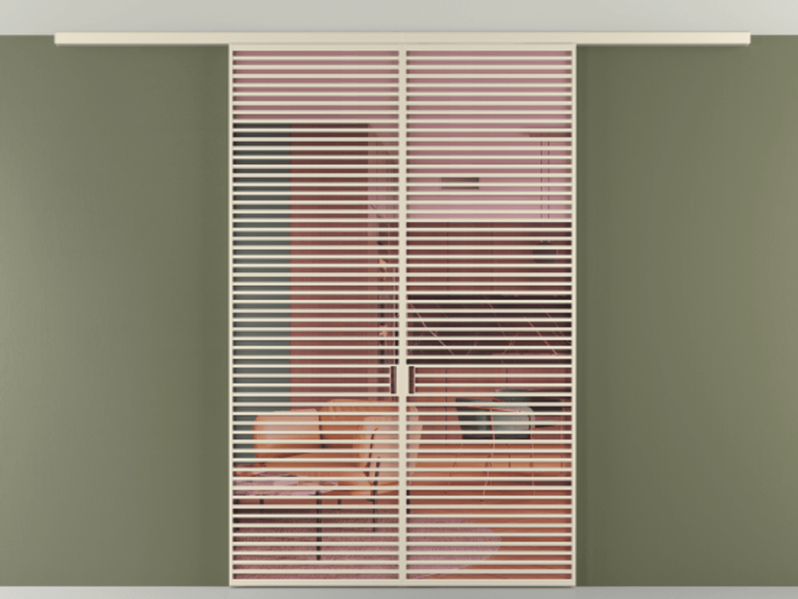 Перегородка Formato вдоль стены на потолок 2 створки АЛПР 040.07 Алюминий бежево-серый Прозрачное розовое стекло, триплекс Цена 90034560 so'm | Volhovec