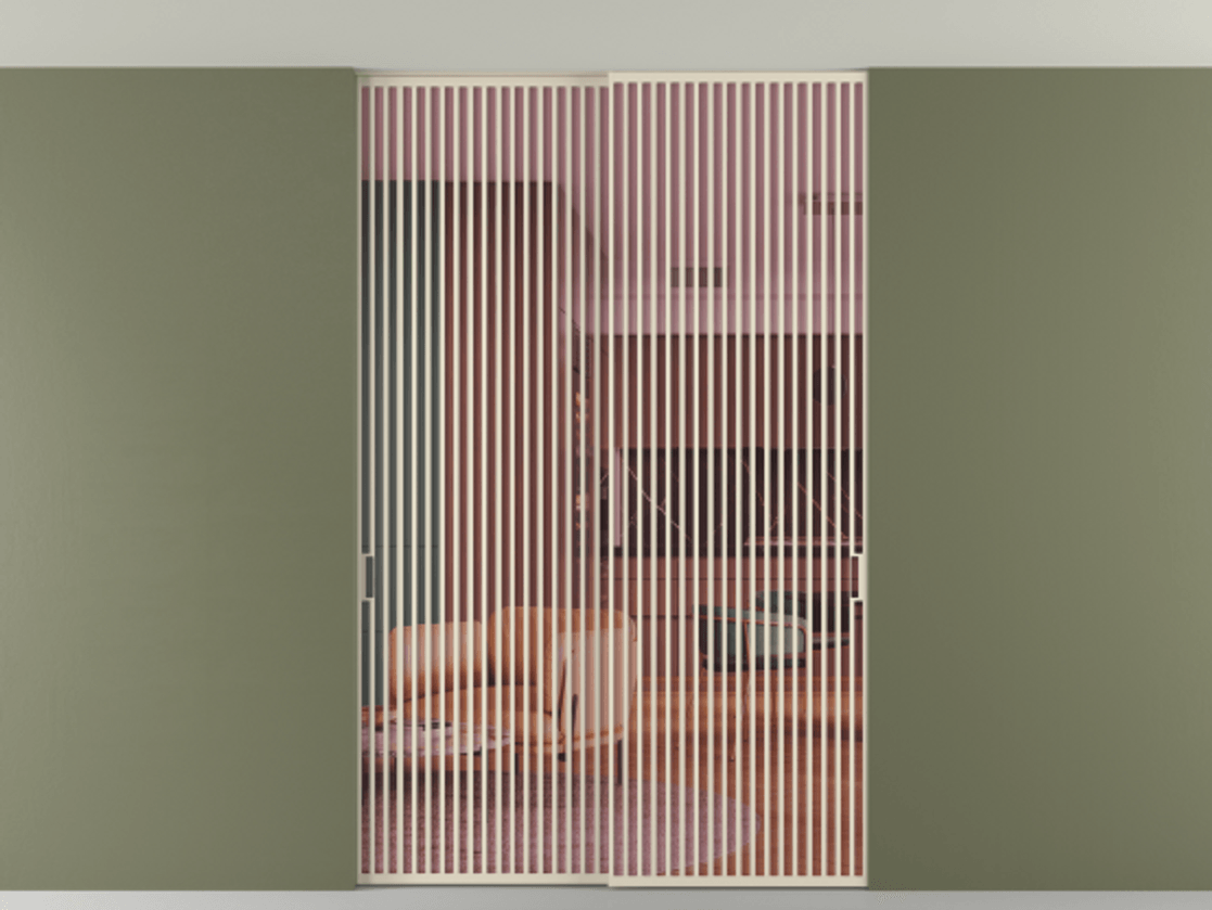 Перегородка Формато внутри проёма скрытое крепление в потолок 2 створки АЛПР 040.06 Алюминий бежево-серый Прозрачное розовое стекло, триплекс Цена 83212750 so'm | Volhovec