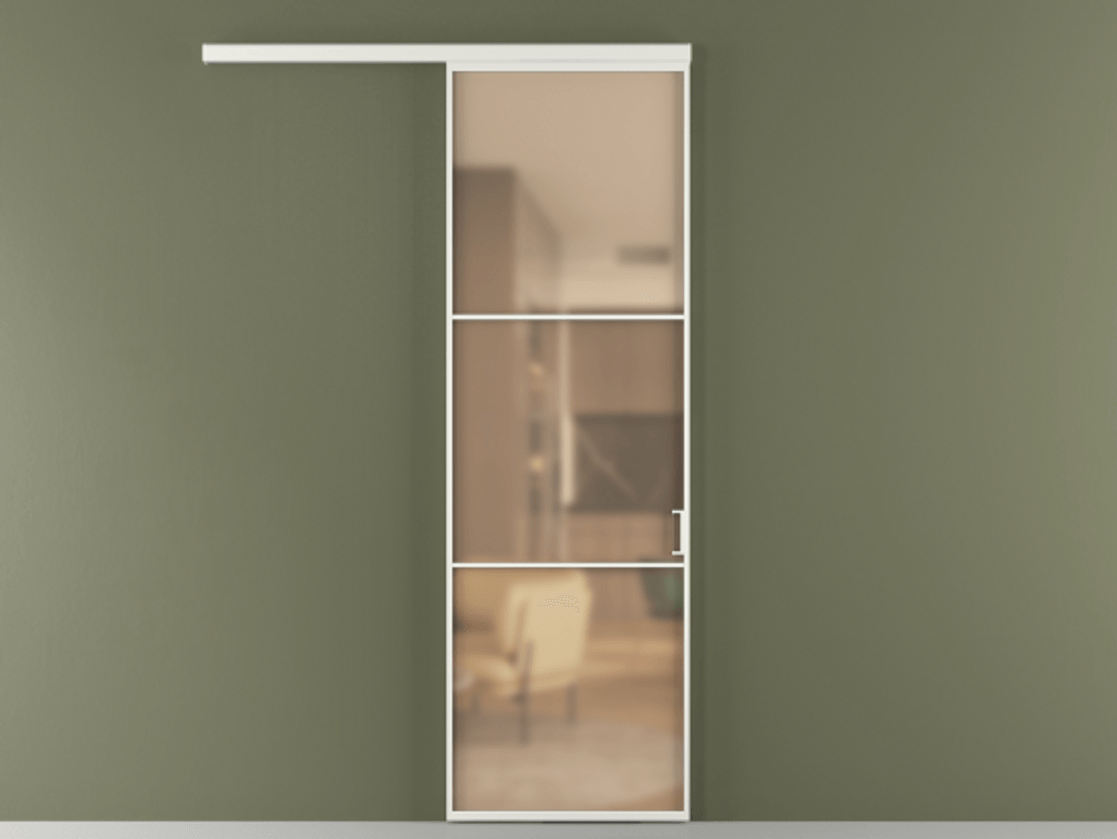 Перегородка Формато вдоль стены 1 створка АЛПР 040.03 Алюминий светло-серый Сатинированное оранжевое стекло, триплекс Цена 21534240 so'm  | Volhovec