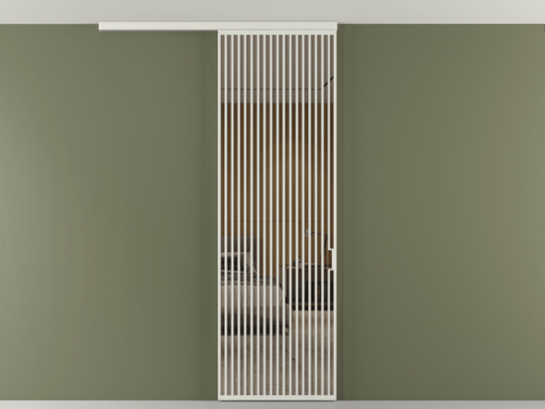 Перегородка Формато вдоль стены на потолок 1 створка АЛПР 040.06 Алюминий серый Рефлективное бронзовое стекло "Стопсол", калёное Цена 39306480 so'm | Volhovec