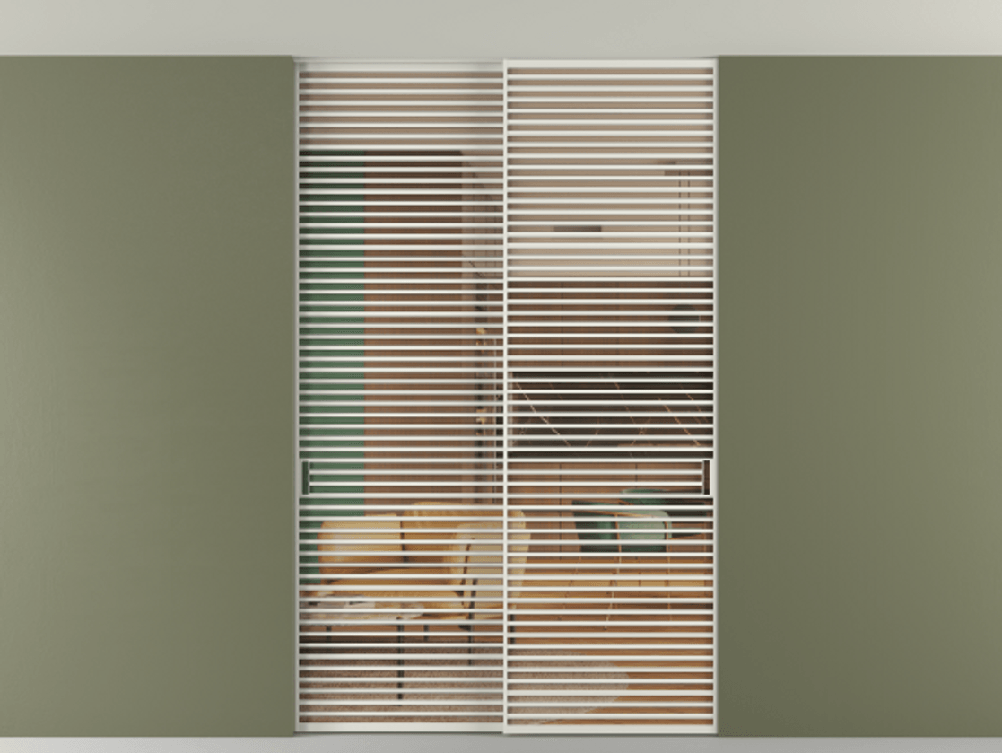 Перегородка Формато внутри проёма скрытое крепление в потолок 2 створки АЛПР 040.07 Алюминий серый Прозрачное оранжевое стекло, триплекс Цена 83212750 so'm | Volhovec