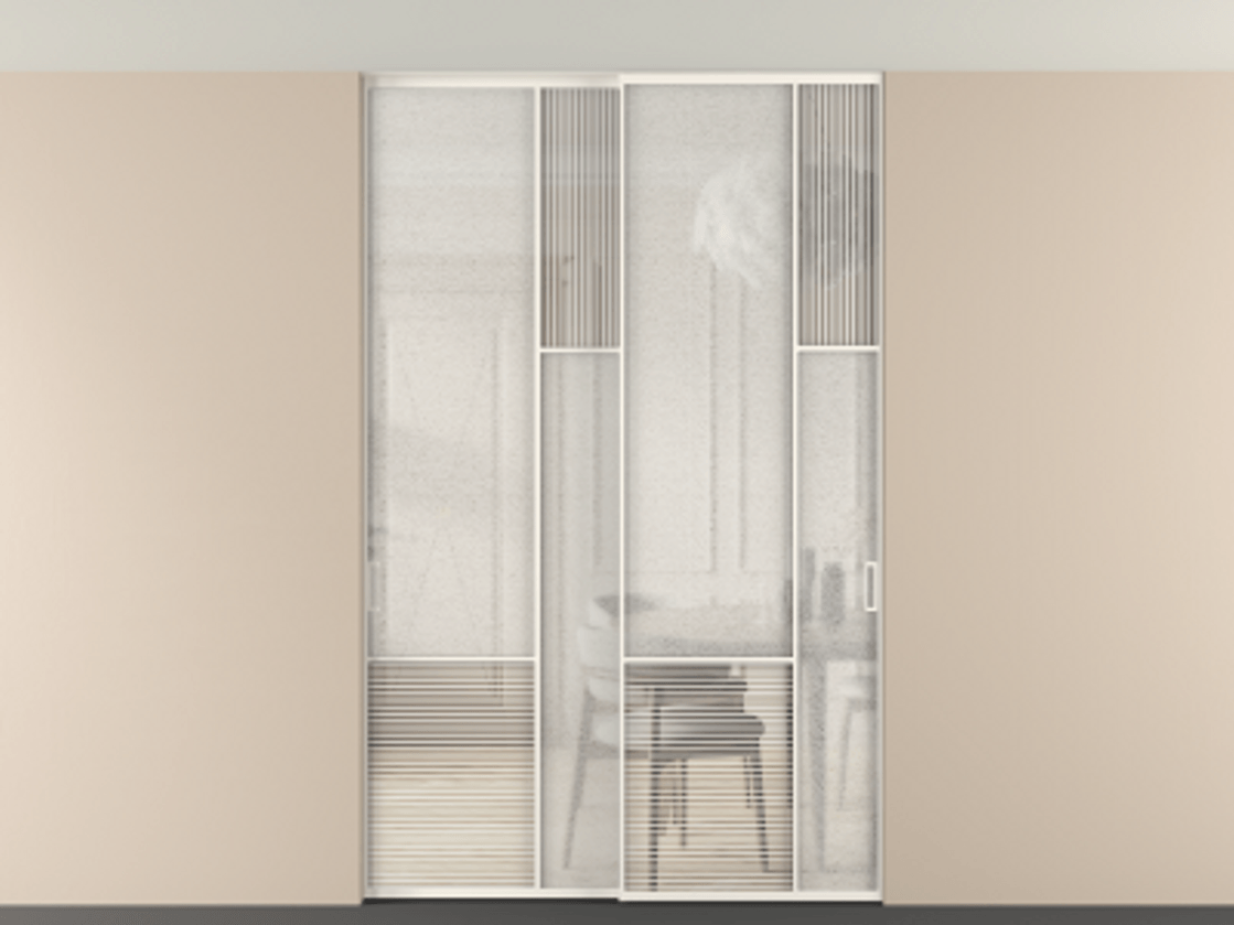 Перегородка Мозаик внутри проёма скрытое крепление в потолок 2 створки АЛПР 041.12 Алюминий пудровый белый Рифлёное стекло "Дюна", триплекс, 6 мм + Фактурное стекло "Лёд", триплекс. Цена 69137740 so'm . Фабрика дверей Волховец 8 (800) 551 43 19 Перегородка Мозаик внутри проёма скрытое крепление в потолок 2 створки АЛПР 041.12 Алюминий пудровый белый Рифлёное стекло "Дюна", триплекс, 6 мм + Фактурное стекло "Лёд", триплекс Цена 69137740 so'm | Volhovec