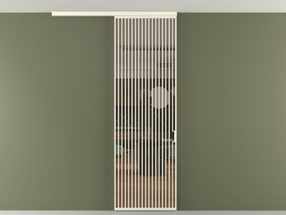 Перегородка Формато вдоль стены на потолок 1 створка АЛПР 040.06 Алюминий молочно-белый Прозрачное бронзовое стекло, триплекс Цена 187228 ₽ | Volhovec