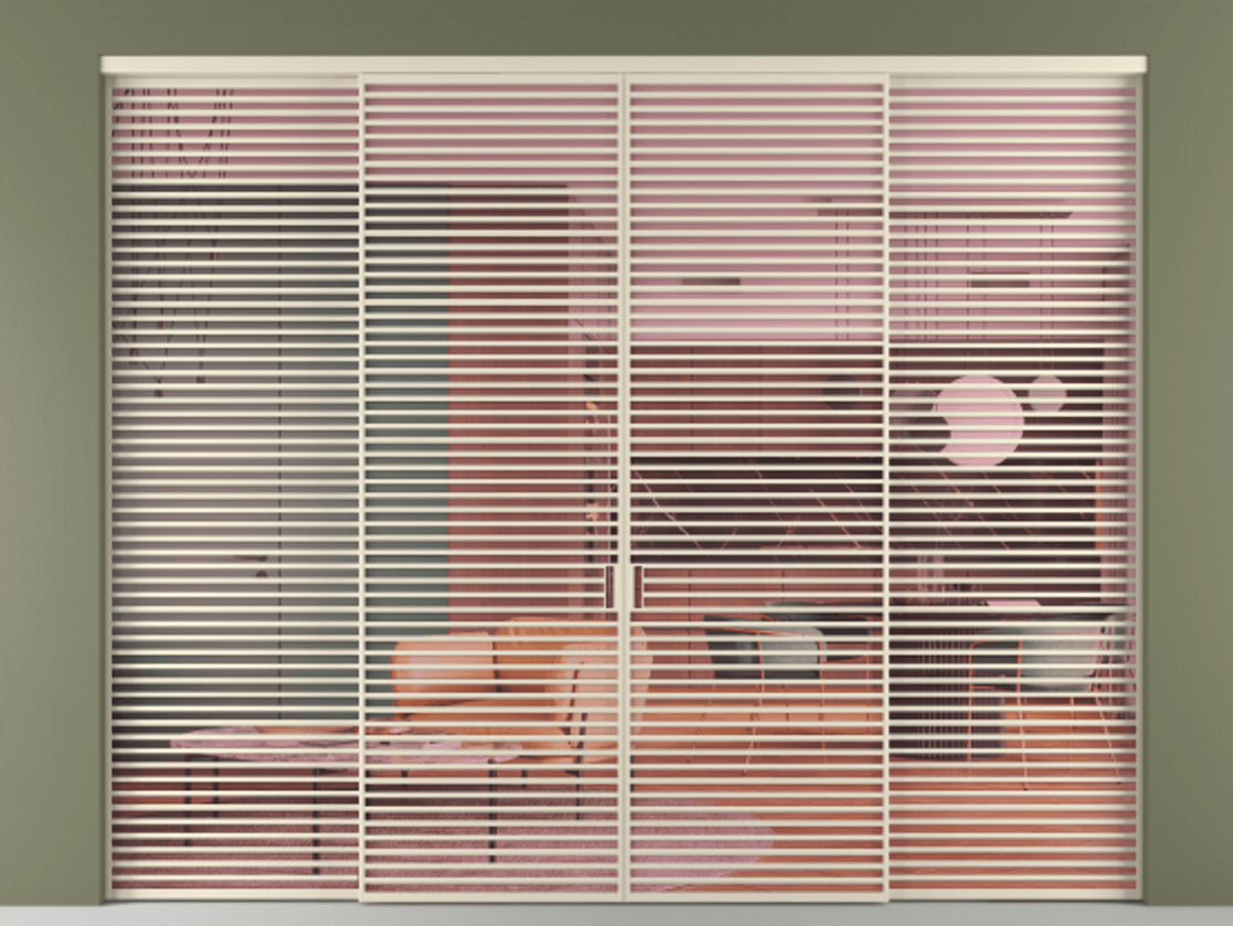 Перегородка Formato внутри проёма 4 створки АЛПР 040.07 Алюминий бежево-серый Прозрачное розовое стекло, триплекс Цена 132096160 so'm  | Volhovec