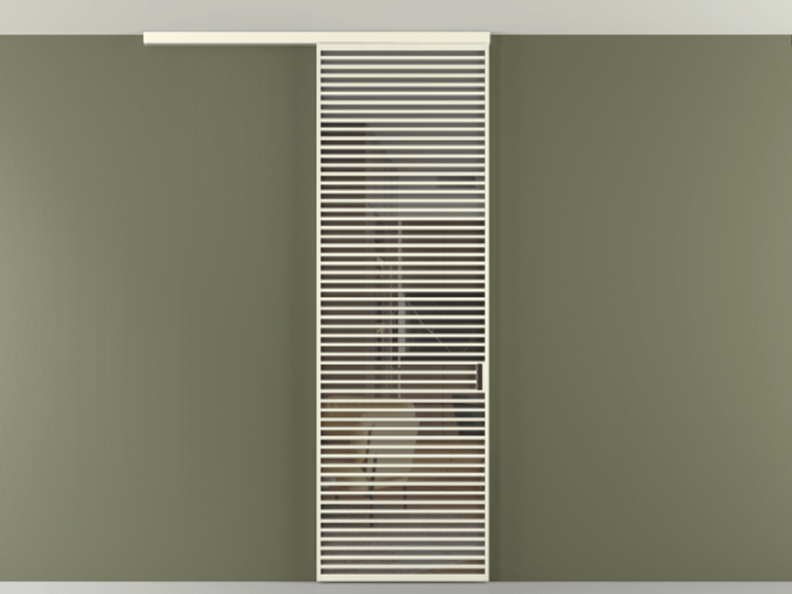 Перегородка Формато вдоль стены на потолок 1 створка АЛПР 040.07 Алюминий молочно-белый Прозрачное серое стекло, триплекс Цена 38007280 so'm | Volhovec