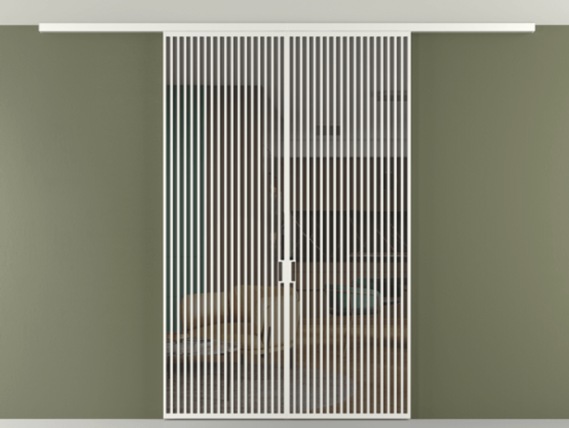 Перегородка Формато вдоль стены на потолок 2 створки АЛПР 040.06 Алюминий светло-серый Прозрачное серое стекло, триплекс Цена 90034560 so'm | Volhovec