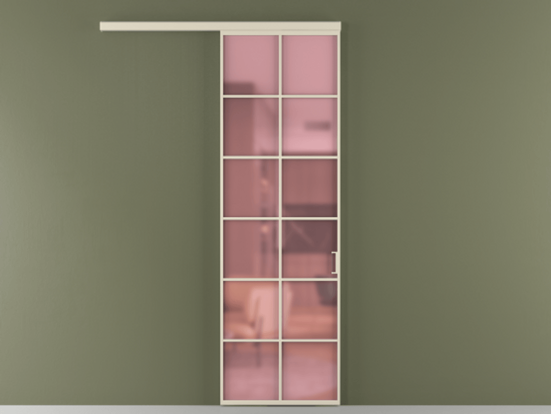 Перегородка Формато вдоль стены 1 створка АЛПР 040.05 Алюминий бежево-серый Сатинированное розовое стекло, триплекс Цена 112320 ₽  | Volhovec