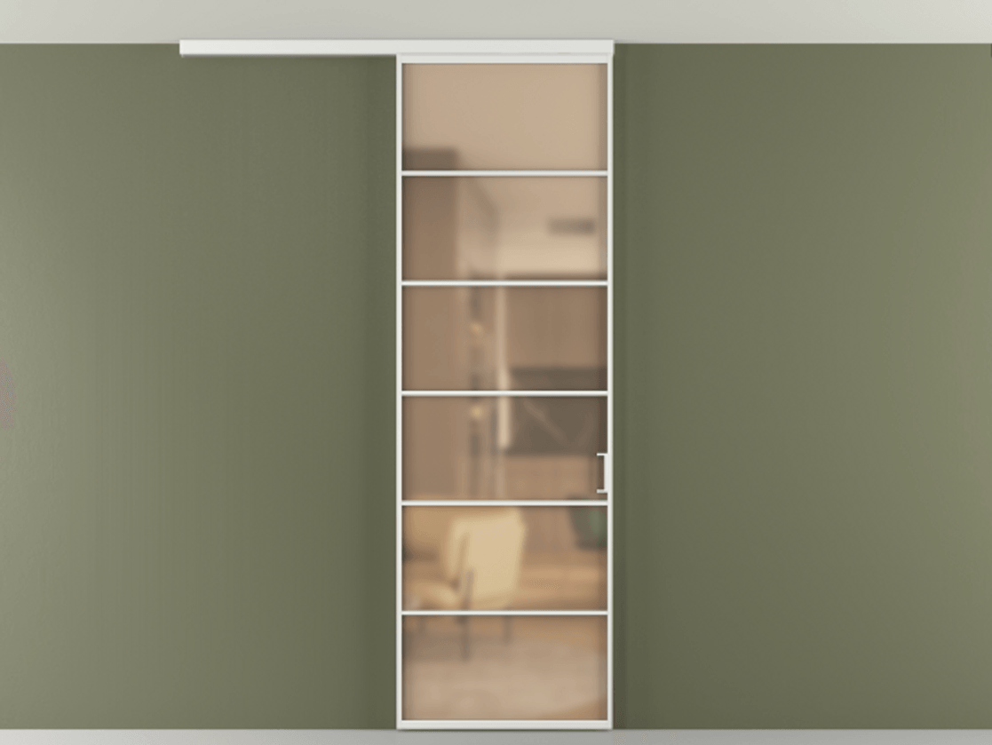 Перегородка Формато вдоль стены на потолок 1 створка АЛПР 040.04 Алюминий белоснежный Сатинированное оранжевое стекло, триплекс Цена 20968450 so'm | Volhovec