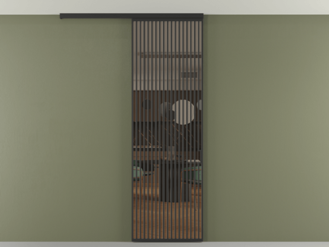 Перегородка Формато вдоль стены на потолок 1 створка АЛПР 040.06 Алюминий Черный Прозрачное бронзовое стекло, триплекс Цена 34542480 so'm | Volhovec