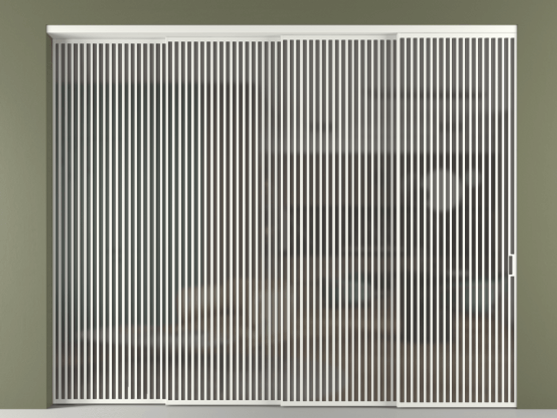 Перегородка Формато внутри проёма 4 створки с синхронным механизмом АЛПР 040.06 Алюминий светло-серый Сатинированное серое стекло, триплекс. Цена 157795960 so'm 1. Полотно 4 шт. (800/2100 мм)
2. Комплект установки раздвижной системы
3. Базовый комплект фурнитуры
4. Комплект фурнитуры телескопик синхро-3
5. Ручка Рондо. Фабрика дверей Волховец 8 (800) 551 43 19 Перегородка Формато внутри проёма 4 створки с синхронным механизмом АЛПР 040.06 Алюминий светло-серый Сатинированное серое стекло, триплекс Цена 157795960 so'm | Volhovec