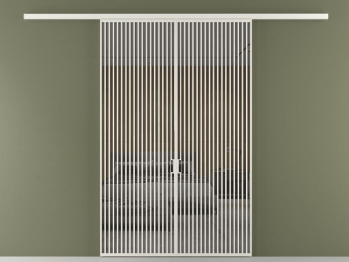 Перегородка Formato вдоль стены 2 створки АЛПР 040.06 Алюминий серый Рефлективное серое стекло "Stopsol", калёное Цена 90335000 so'm | Volhovec